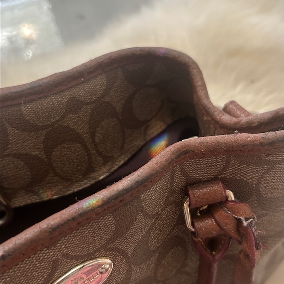 COACH Signature Margot Brown Canvas Tote Bag with Leather Trim - Picture 17 of 17